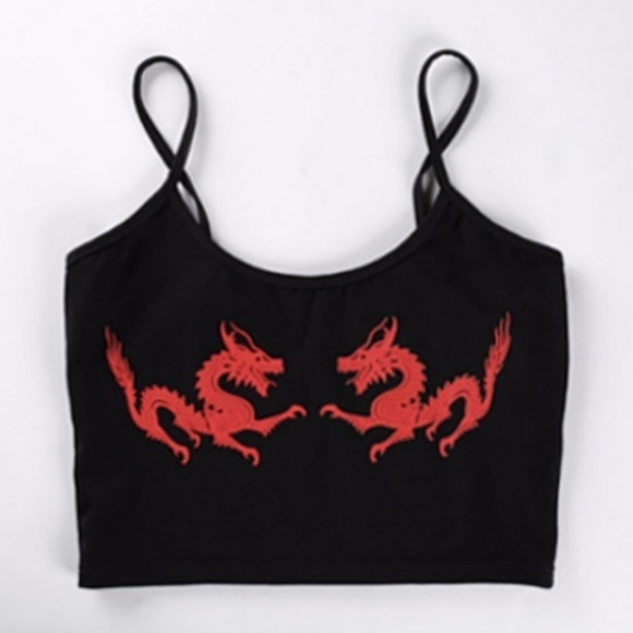 S-XL Dragon Crop Top grunge 90's Y2K tank street - Picture 4 of 8